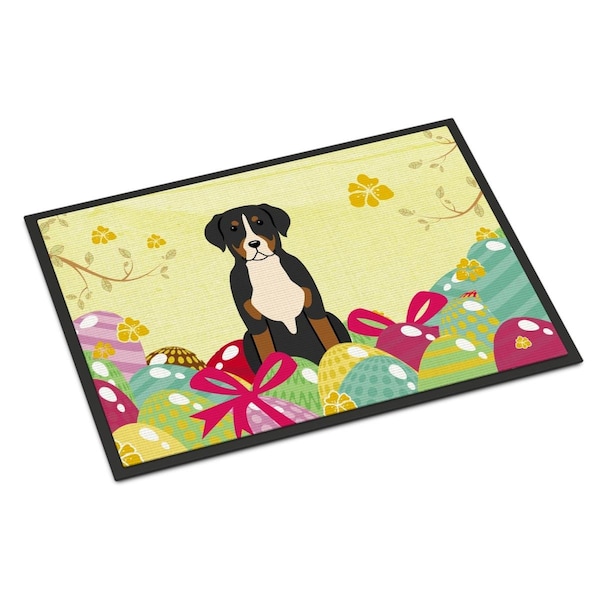 Carolines Treasures 24 x 36 in. Easter Eggs Greater Swiss Mountain Dog Indoor or Outdoor Mat BB6037JMAT - main